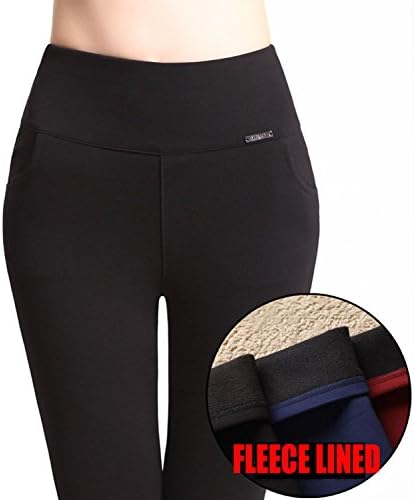 Plus Size Fleece Lined Ponte Knit Pocket Stretch Skinny High Waist Pencil Pants