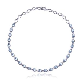 Sterling Silver Blue Topaz and White Topaz Necklace, 18 by Amazon.com Collection