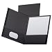 Oxford 53406 Linen Twin Pocket Portfolios, Black, 25 Per Box