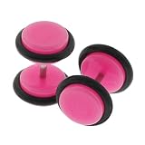 Pink Acrylic Fake Plugs with O Rings - 16G Ear Wire and 0G Fake Part - Sold as a Pair