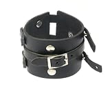 Neptune Giftware Black Leather Double Strap Cuff Wrap Gothic Wristband Bracelet - (MAX WRIST SIZE 22 cm) - 172