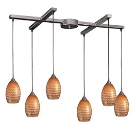 Mulinello - 6 Light Kitchen Island Pendant Track Lighting Fixture - Brushed Nickel - Brown... by Elk