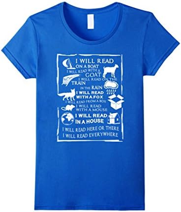 Women's I will read books everywhere shirt Small Royal Blue