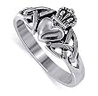 .925 Sterling Silver Irish Claddagh Band Polish Finish Ring Size 4 to 13