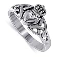 .925 Sterling Silver Irish Claddagh Band Polish Finish Ring Size 4 to 13