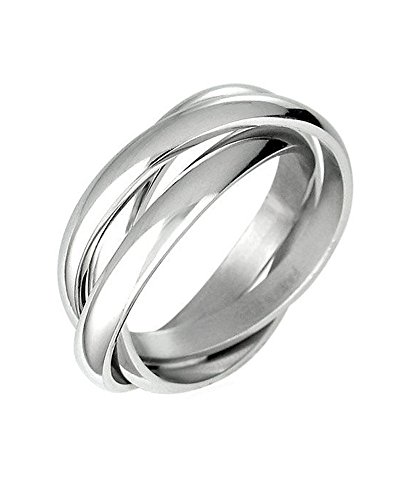 Triple Russian Interlocked Stainless Steel Men Unisex Wedding Band Rings