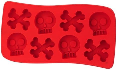 8x Novelty TPR Household Party Human Skeleton Shaped Freeze Ice Mold Tray-Red