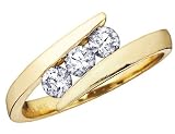 Diamond Anniversary Three Stone Ring 1 Carat (ctw) in 14K Yellow Gold