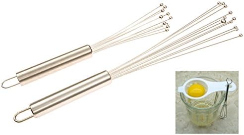 WHISK WITH BALLS WHISK SET - 12 INCH AND 10 INCH - STAINLESS STEEL - WHISK UTENSIL SET WITH TINY WHISK AND EGG SEPARATOR - 4 PIECES