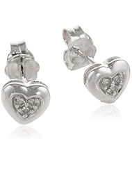 10k White Gold Diamond Heart Earrings (0.04 cttw, I-J Color, I2-I3 Clarity)