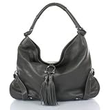 LECONI Handtasche Henkeltasche grau Leder