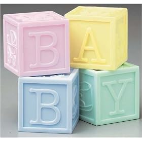 Cake Topper Ornament Baby Building Blocks 30mm 4 piece