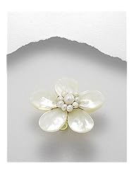 Flower Mother of Pearls Ring In Brass