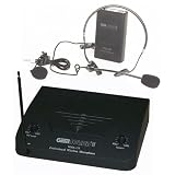 BRAND NEW GEM SOUND WMA115BP SINGLE CHANNEL VHF WIRELESS MICROPHONE SYSTEM WITH LAVALIERE AND HEADSET MIC, AND RECEIVER WITH 250 FOOT RANGE AND TRANSMITTER