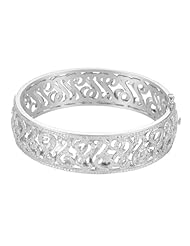 Sterling Silver and Champagne Diamond Accent S Scroll Bangle Bracelet