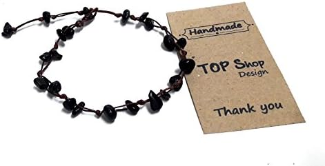 Black Onyx Color Bead Anklet or Bracelet Beautiful 26 cm.Handmade for Women Teens and Girls