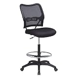Office Star Air Grid Back and Mesh Seat Drafting Chair with Built-In Lumbar Support, Black by Office Star