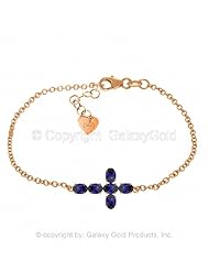 Sapphire Cross Bracelet in 14k Rose Gold