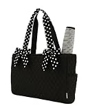 Belvah Quilted Diaper Bag - Black & White (15X11X5) with Changing Pad