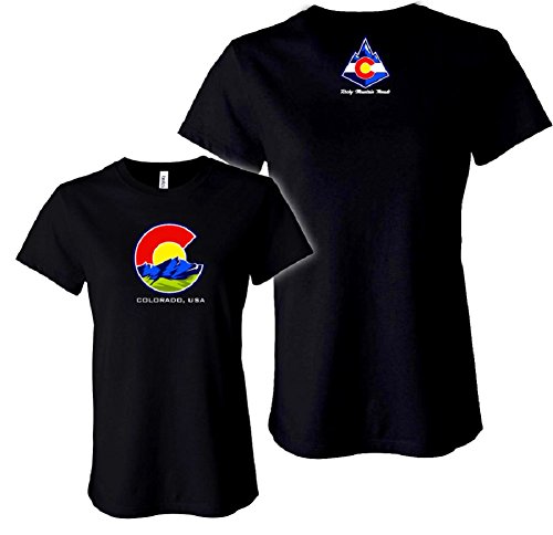 Colorado Flag Shirts - Ladies Cut Big C Logo Shirt - Black - Colorado Shirt