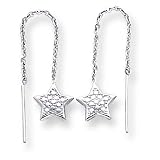 14k White Gold Pave Star Threader Earrings