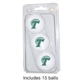 Tulane Green Wave NCAA 15 Golf Ball Clear Pack