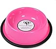 Platinum Pets 1 Cup Embossed Non-Tip Stainless Steel Cat Bowl, Bubblegum Pink