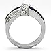 Stainless Steel Blue Princess Cut Sapphire-Simulated Wedding Women size 5-10 SPJ