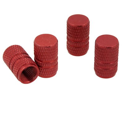 uxcell® Vehicle Red Tire Valve Stem Textured Covers Alloy 4 Pcs