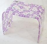 バスチェアー パープル シルバーのラメ入り 薔薇 (洗面器は別売)(風呂椅子)