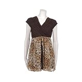CitiknitsAcetateCapSleeveGatheredV-neckTopwithOverlayLargeLeopard