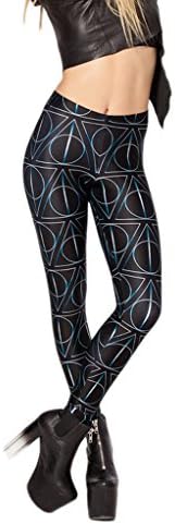Lady Harry Potter Hogwarts Deathly Hallows Digital Printed Leggings Pants Black