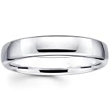 14K Wedding Band Women's 4.5MM Euro Comfort Fit White Gold Ring For Size 5