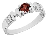 Garnet Gemstone MOM Ring with Diamonds in White Gold