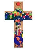 Hand Painted Wood Cross- Friendship - 9.8 inch. / 25 cm.