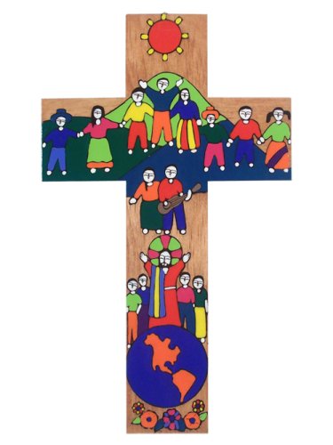 Hand Painted Wood Cross- Friendship - 9.8 inch. / 25 cm.