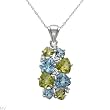 Necklace With 4.55ctw Precious Stones - Genuine Diamonds, Peridots and Topazes Well Made in 14K White Gold Length 18in