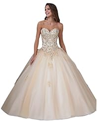 Strapless Crystal Lace-Up Crystals Beaded  Sweetheart  Ball Gown Quinceanera Dress 