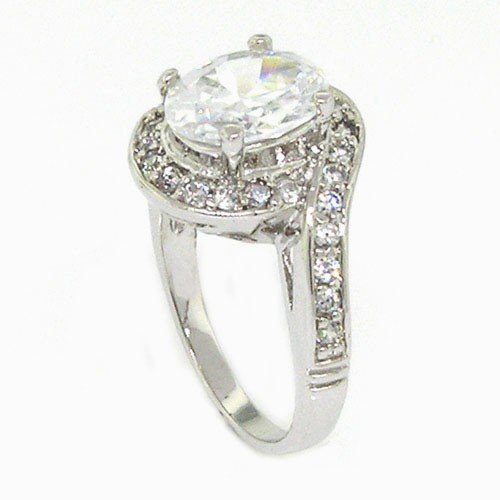 Classic Engagement Ring w/Oval Brilliant White CZ