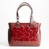 41PISCf76sL. SL160  Coach Embossed Signature Patent Leather East West Gallery Business Tote Bag Handbag Crimson Red