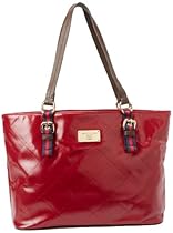 Hot Sale Tommy Hilfiger Stitch Patent Tote,Red,One Size