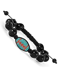 Swarovski Elements Miami Spirit Football & Onyx Macrame Bracelet