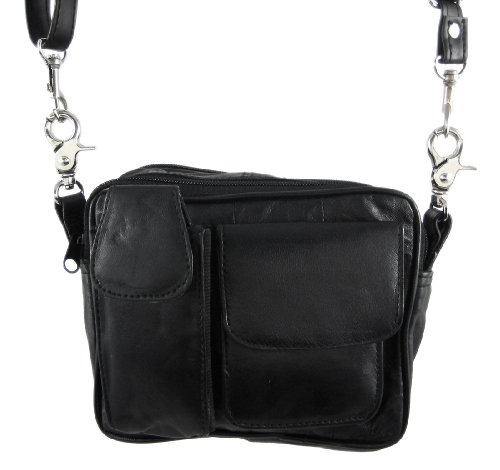 Black Nappa Leather Biker Purse Shoulder Bag Carry Bag