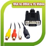Premium Hi High Quality VGA D-Sub Male 15 Pin to 3 RCA & 1 S-Video 4 Pin Female converter AV Cable Adapter for PC LAPTOP TV Monitor Adopter