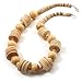 Antique White Wood Button & Bead Chunky Necklace - 56cm