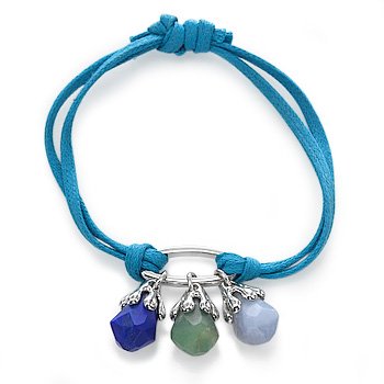 Silver bracelet with Agate, Lapis and Chrysoprase