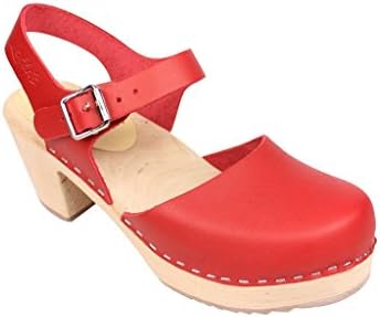 Lotta From Stockholm Torpatoffeln Swedish Clogs : Highwood Mary Jane Style in Red Leather