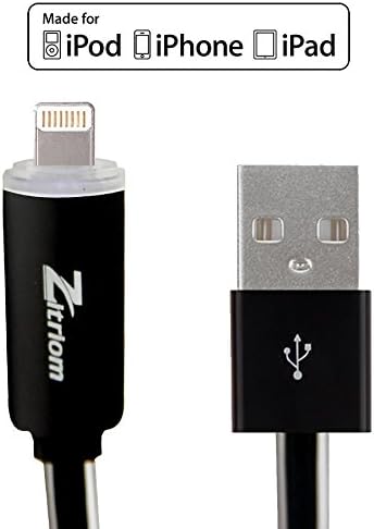 Zitrio Apple MFI Certified Lightning Cable with Indicator Light This Charger Cord Are Made for Smartphones - Black