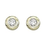 14K Yellow Gold 1/4 ct. Bezel Set Diamond Earring Studs