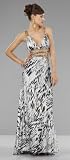 Black and White Print Gown with Beaded Straps